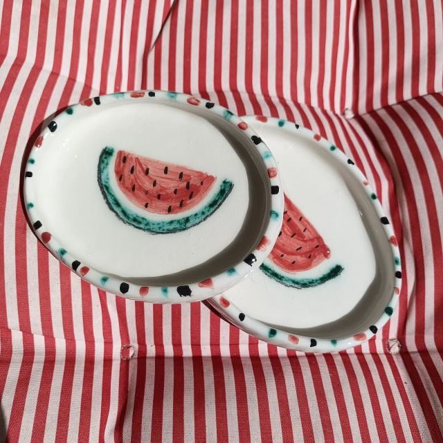Time for watermelon 🍉 
#handmade #ceramics #handmadeceramics #ceramicart #pottersfun #pottery #art #greekceramics #greeksummer #ceramicstudio #ceramicsingreece #boniskilns